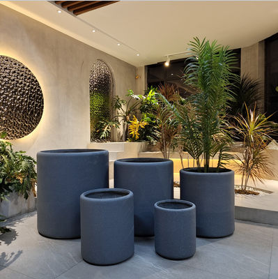 ทนหนาว Plain Matte Round Fiber Clay Pot สําหรับสวนในบ้าน