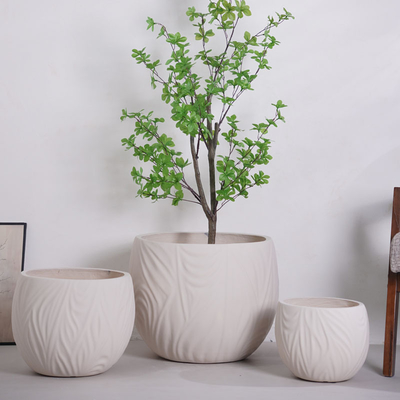 ซื้อ neutral beige round fiber clay planter online manufacture