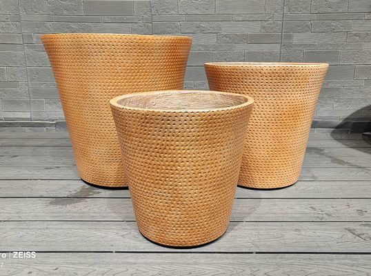 ซื้อ กระถางดินเผาไฟเบอร์กลมลายจุดพื้นผิวโทนสีน้ำตาลอบอุ่นจากผ้าทอมินิค online manufacture