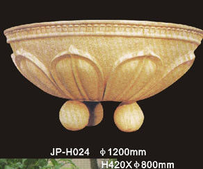 กระถางดอกไม้หินทรายกลมธรรมชาติมือแกะสําหรับภายใน / นอกและสวน