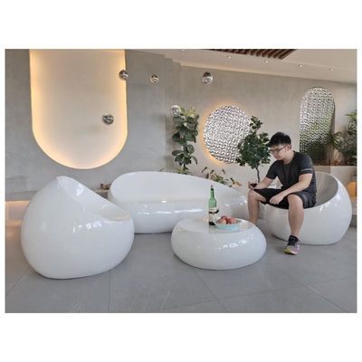 สีขาว โต๊ะเก้าอี้ไฟเบอร์กล๊าส เซต 4 ชิ้น เฟอร์นิเจอร์ เต็มชุด โซฟาเก้าอี้