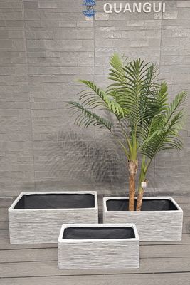 กระถางดอกไม้ไฟเบอร์เคลย์ทรงสี่เหลี่ยมผืนผ้าทันสมัย ทนทาน สำหรับปลูกต้นไม้ในร่ม/กลางแจ้งขนาดใหญ่ สำหรับแขวนบนพื้น สำหรับห้างสรรพสินค้า